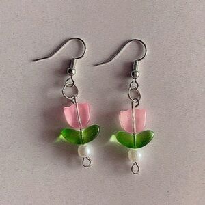 Flower Earrings Glass Handmade Earrings